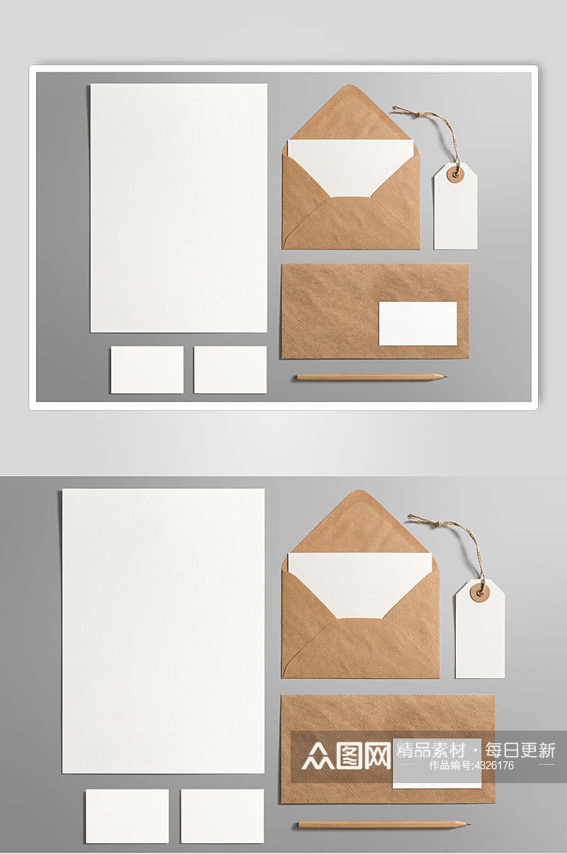 信封黄白创意高端纸张办公文创样机素材