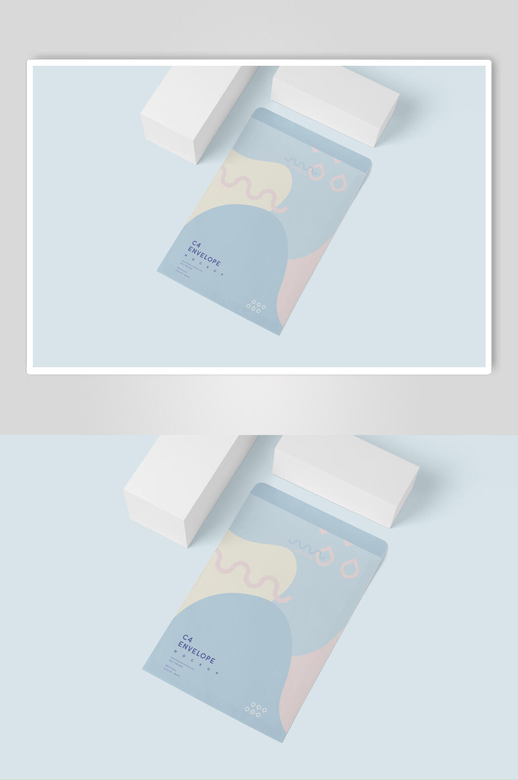 蓝色时尚信封样机素材