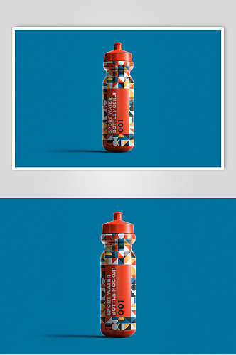 瓶子红蓝创意高端简约运动水瓶样机