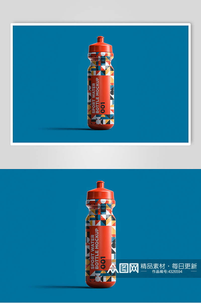 瓶子红蓝创意高端简约运动水瓶样机素材