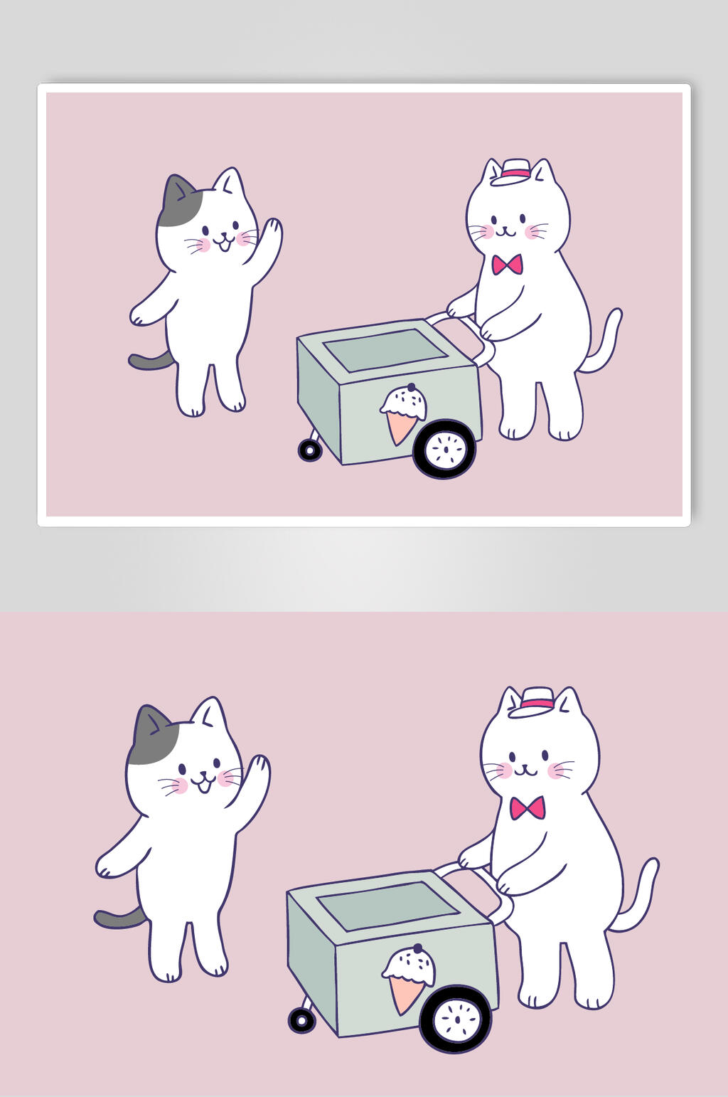 买冰淇淋卡通猫咪矢量素材素材