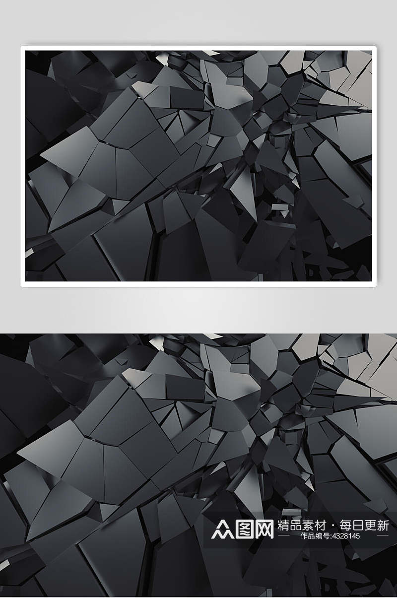 镜片破碎感暗黑粒子抽象图片素材