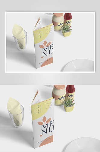 纸张植物创意高端清新食品包装样机