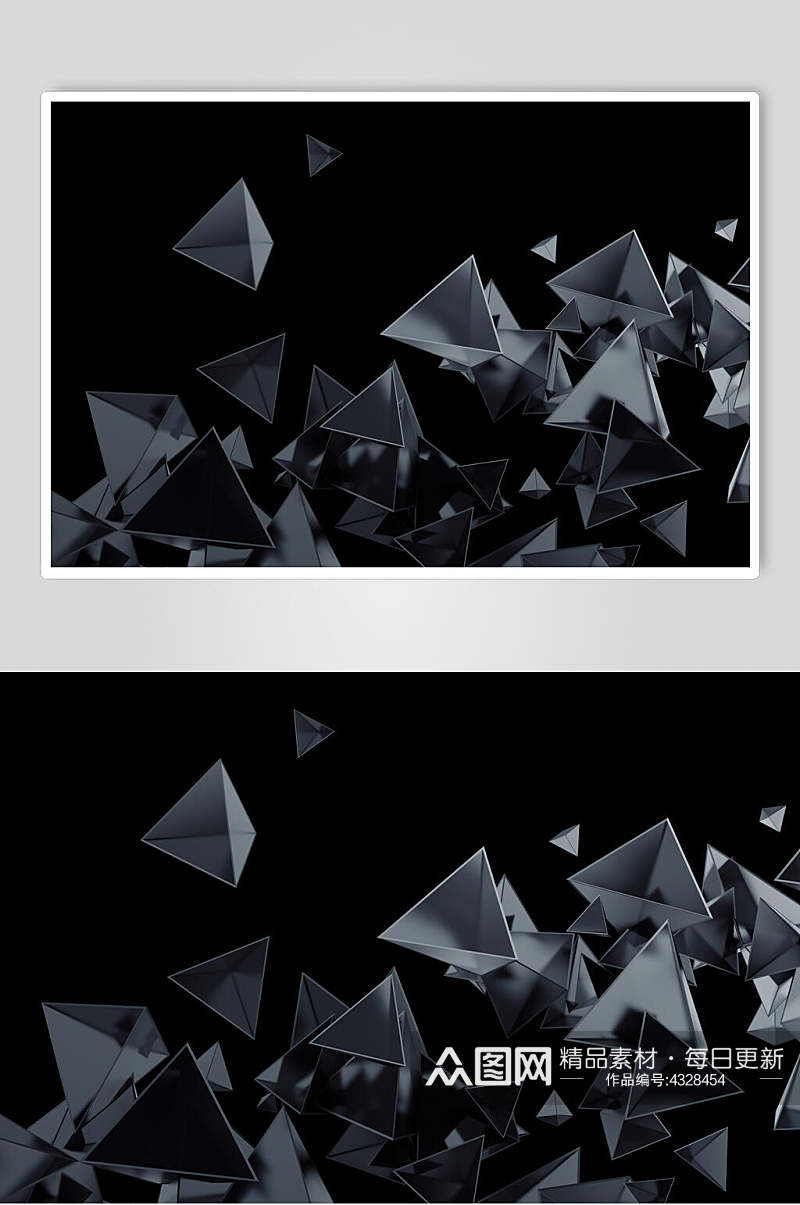 三角简约创意高端暗黑粒子抽象图片素材
