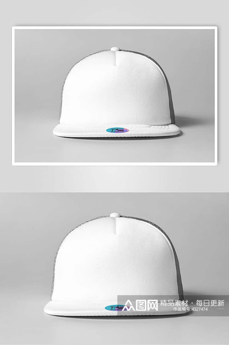 帽子灰白创意高端简约风棒球帽样机素材