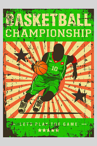 复古绿色篮球海报