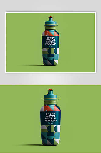 瓶子绿色背景创意运动饮料瓶样机