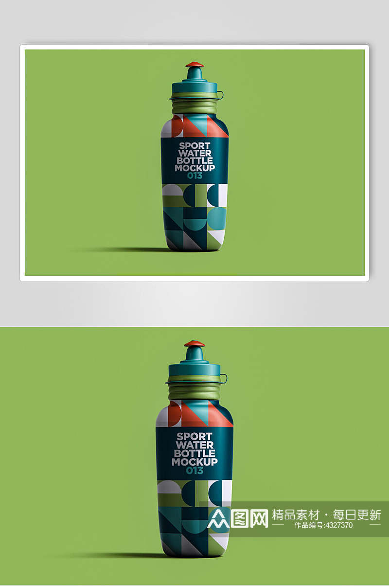 瓶子绿色背景创意运动饮料瓶样机素材