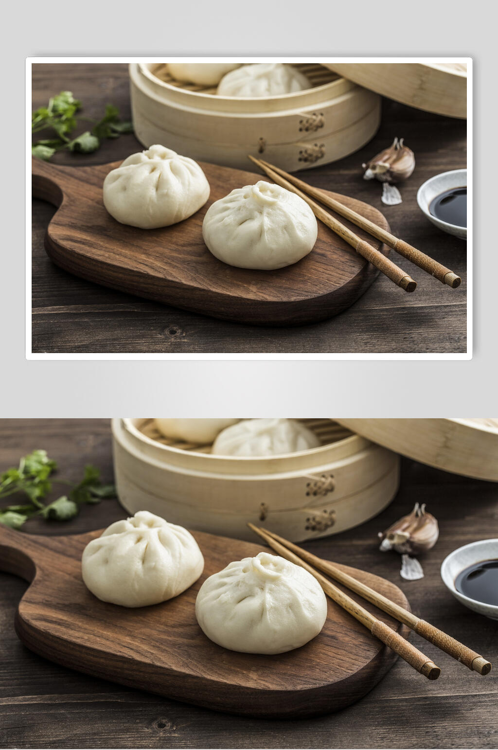两包子筷子蒜醋早点图片素材