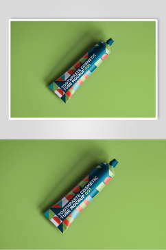 瓶子绿色英文创意高端简约牙膏样机