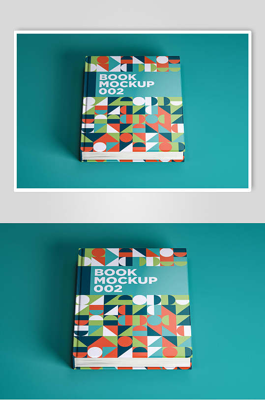 书本绿色图形创意高端书籍封面样机