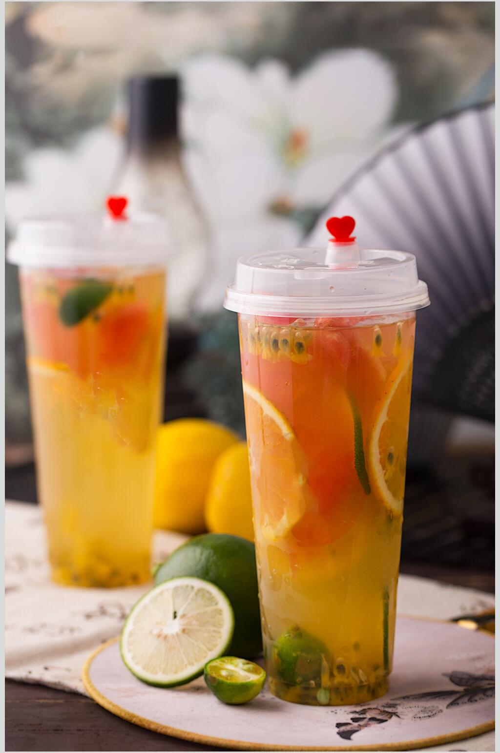 水果爱心清新精致果汁奶茶摄影图片素材