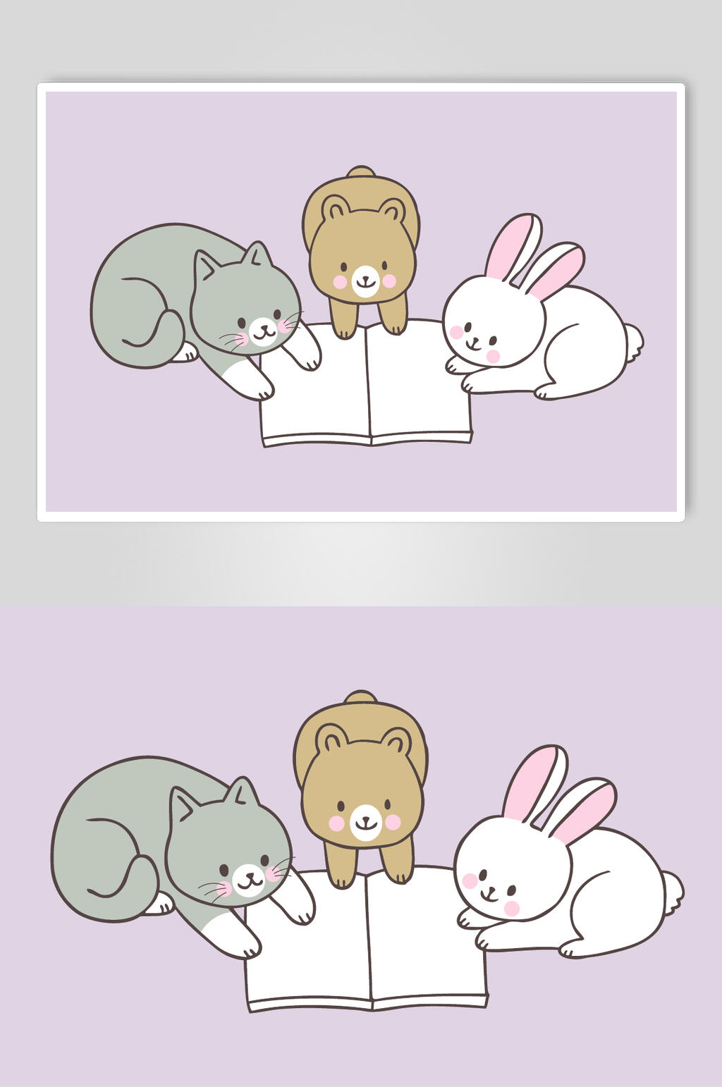 白色书卡通猫咪矢量素材素材