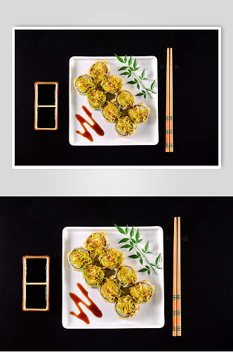 盘子筷子高清拍摄美味寿司实拍图片