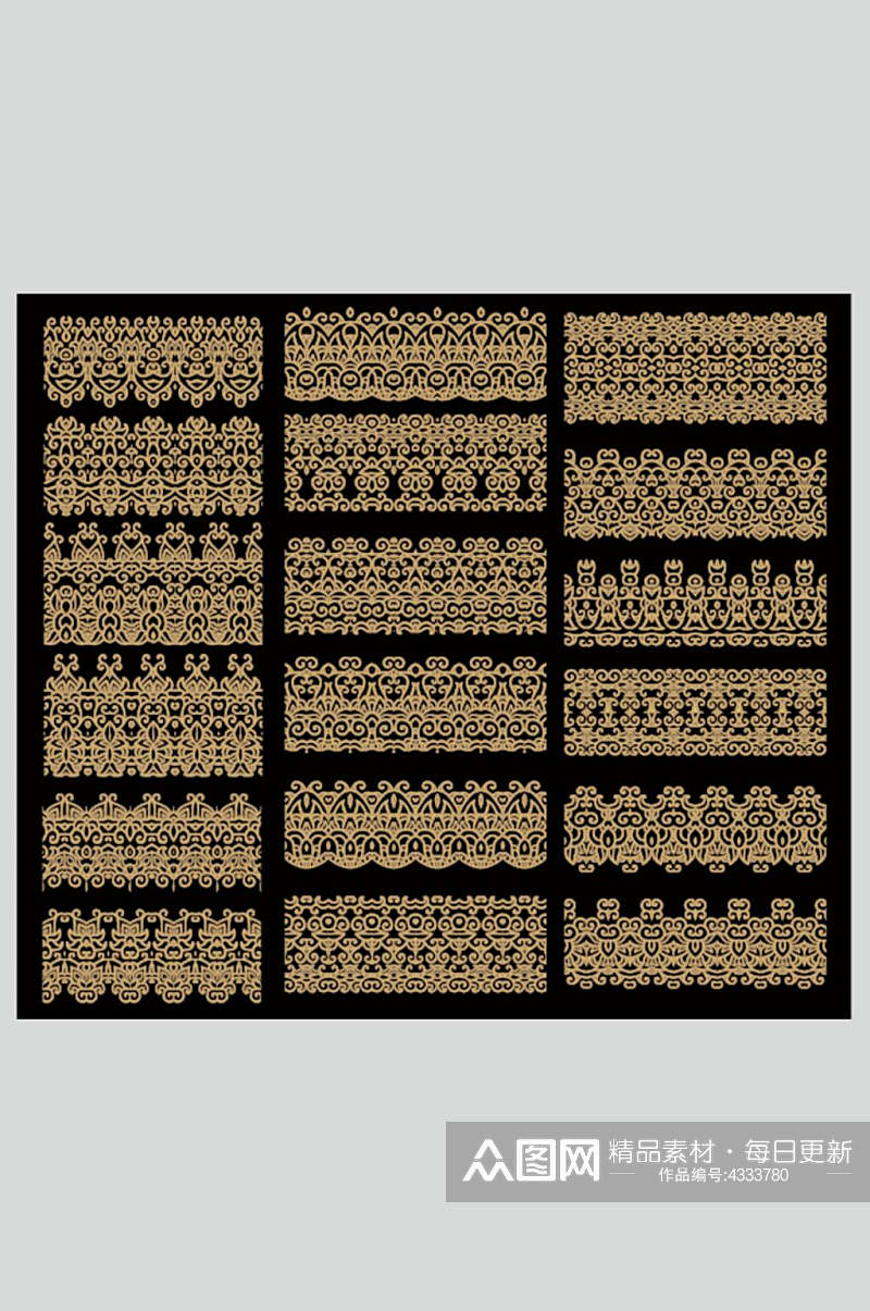金色大气民族风情图案纹样矢量素材素材