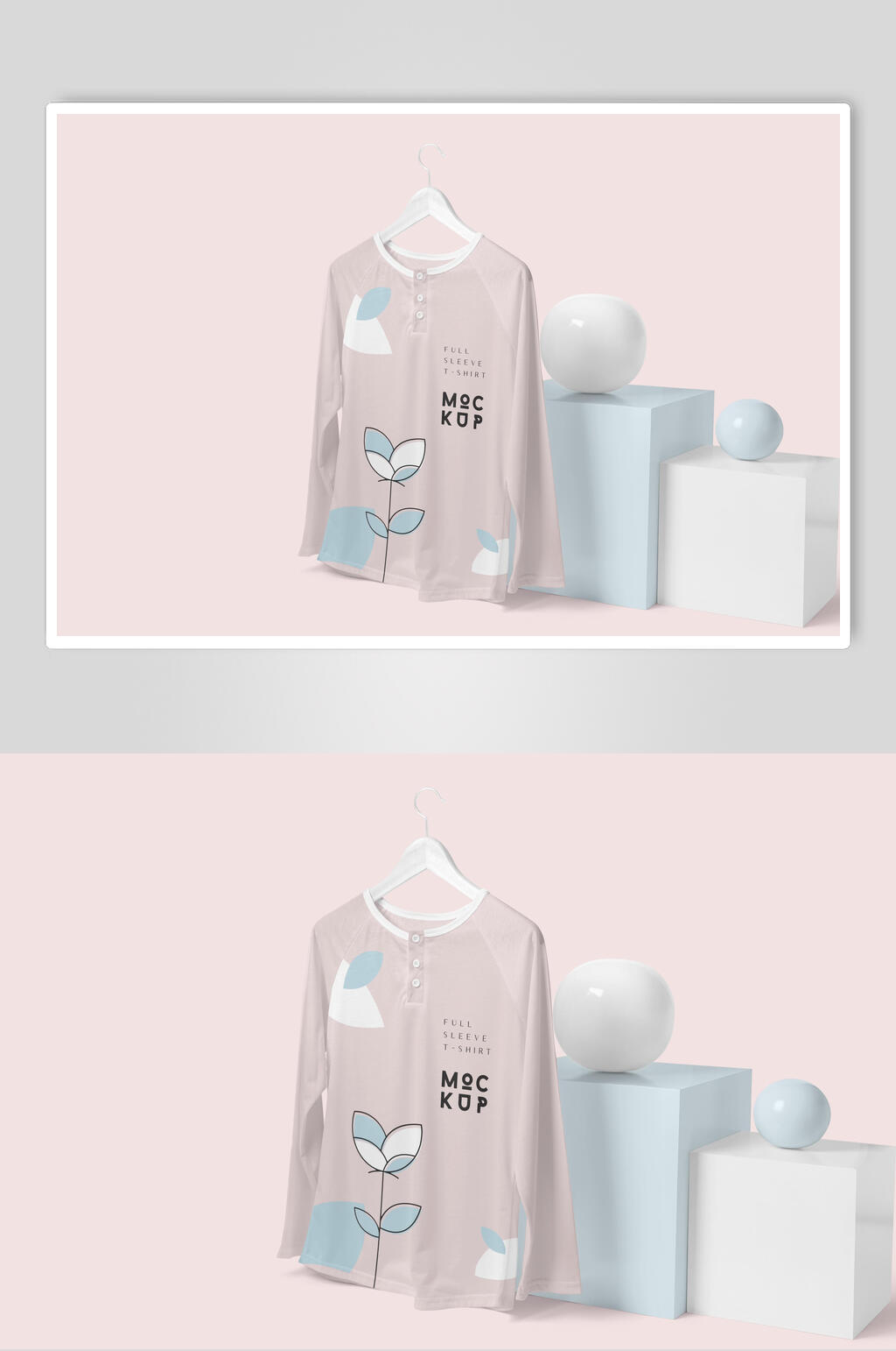 粉色衣架圆形创意高端清新衣服样机素材