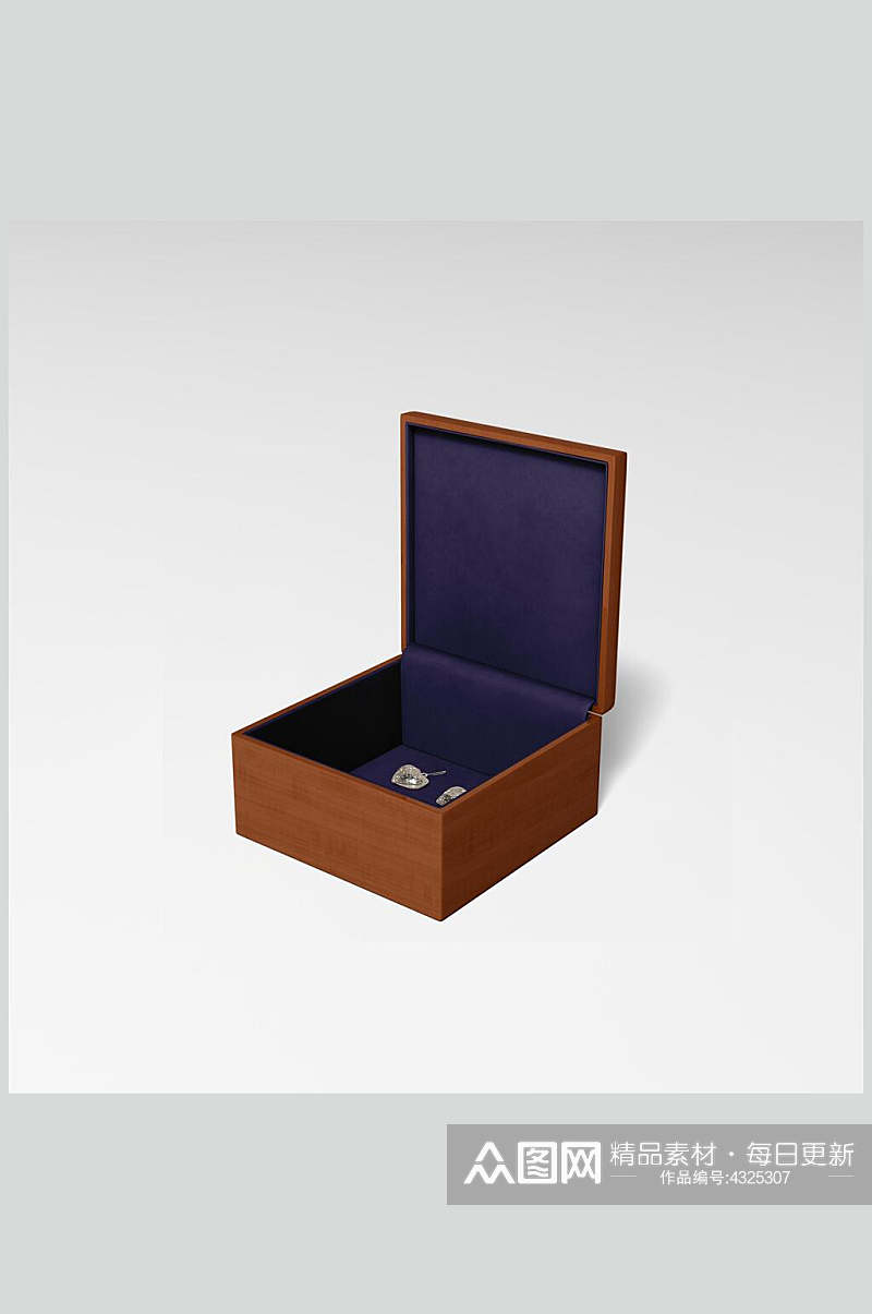 深蓝色精致木盒首饰盒样机素材