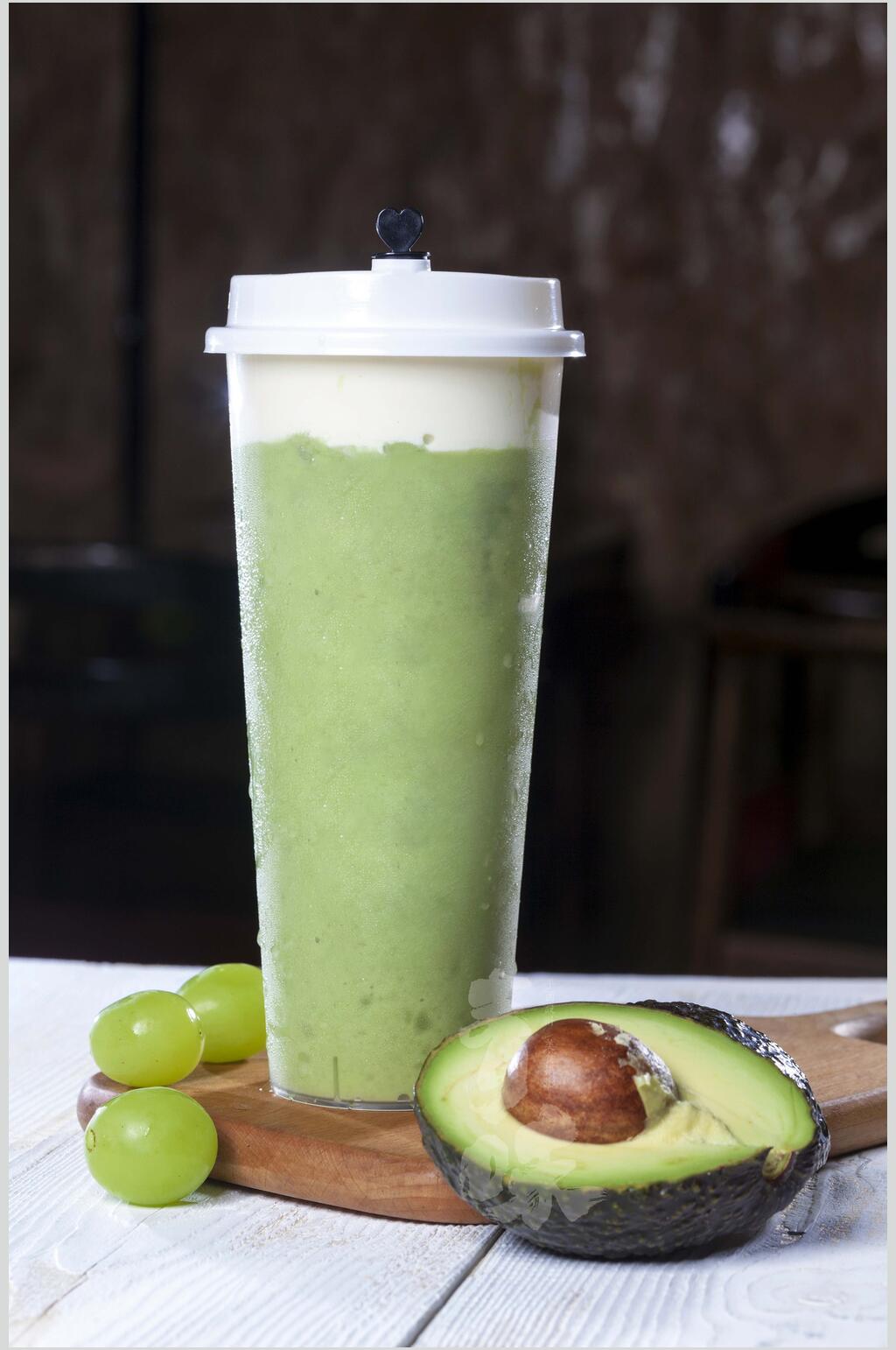 水果绿色砧板精致果汁奶茶摄影图片素材
