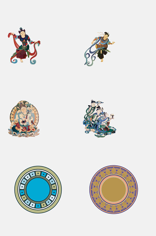经典大气敦煌壁画免抠元素