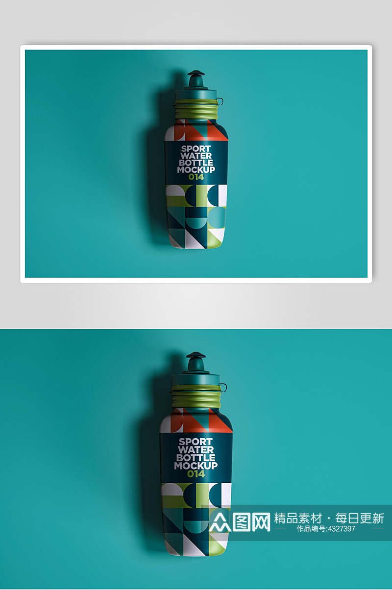 瓶子绿色创意高端运动饮料瓶样机素材