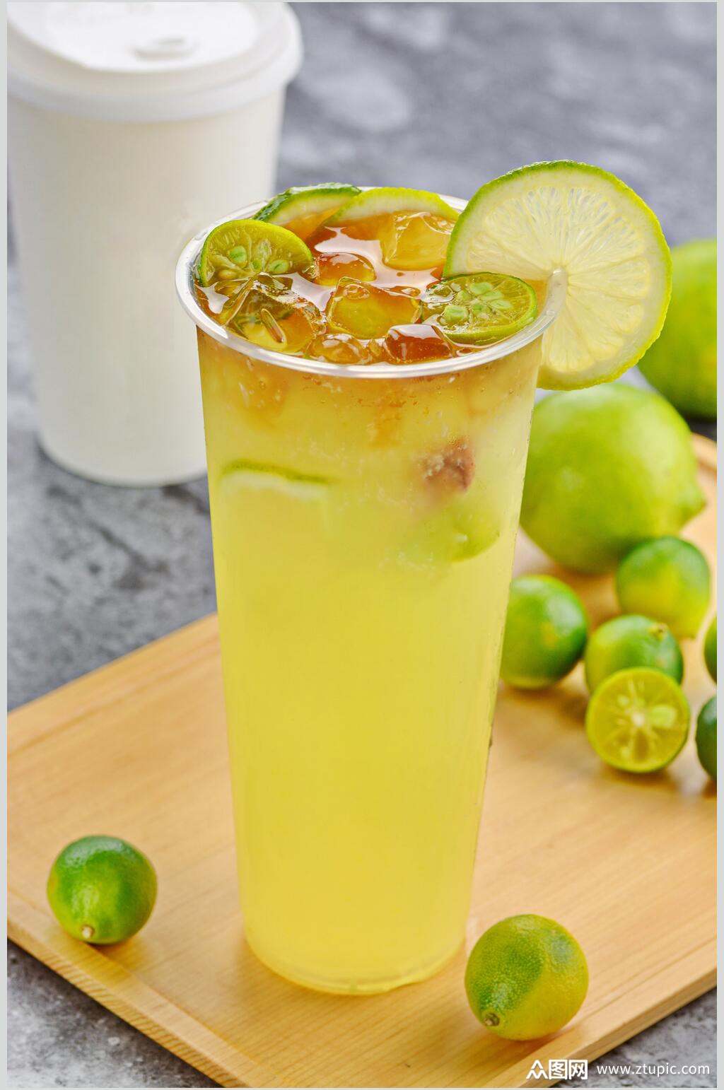 水果绿黄清新精致果汁奶茶摄影图片素材