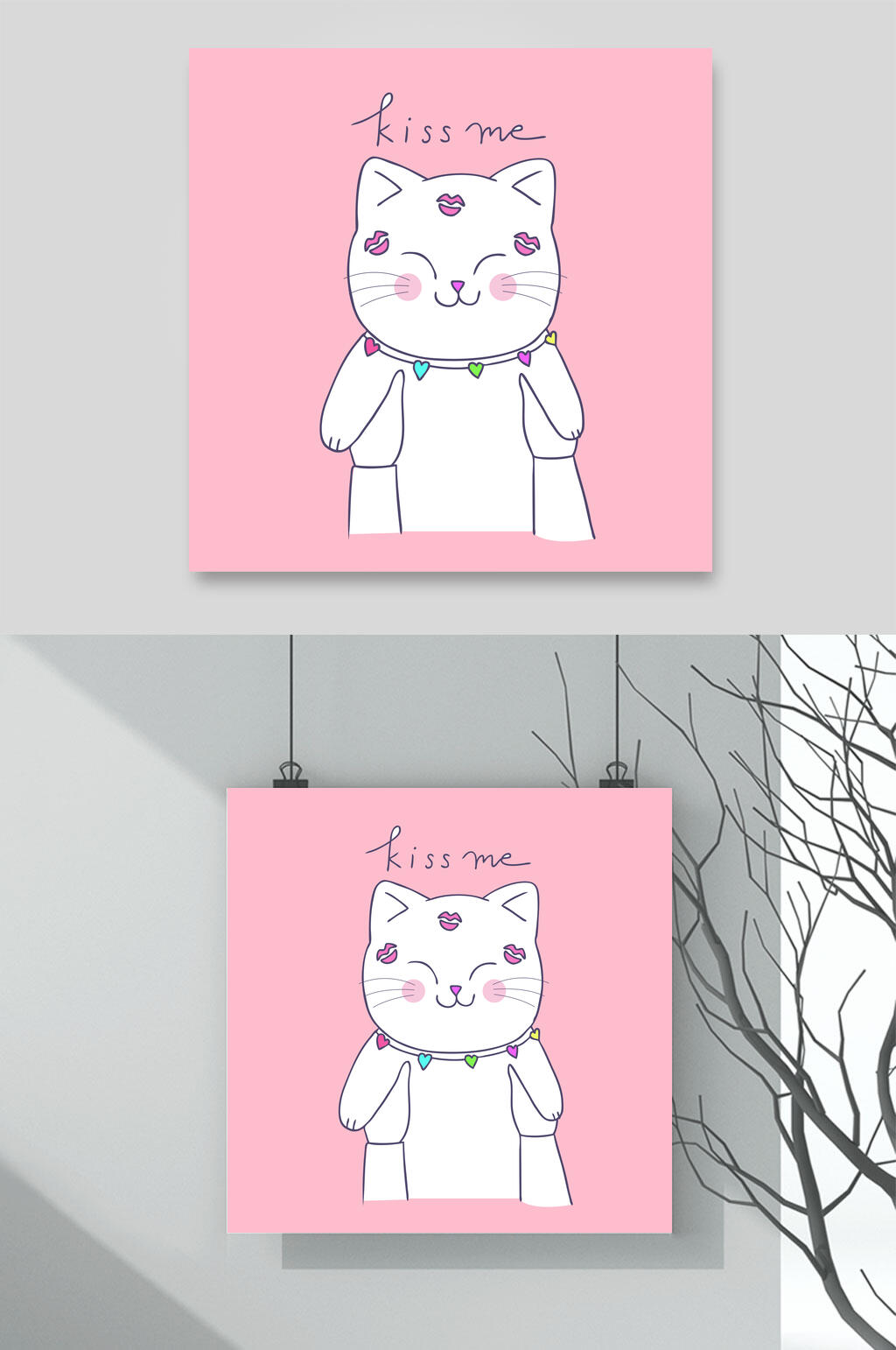 一只卡通猫咪矢量素材素材