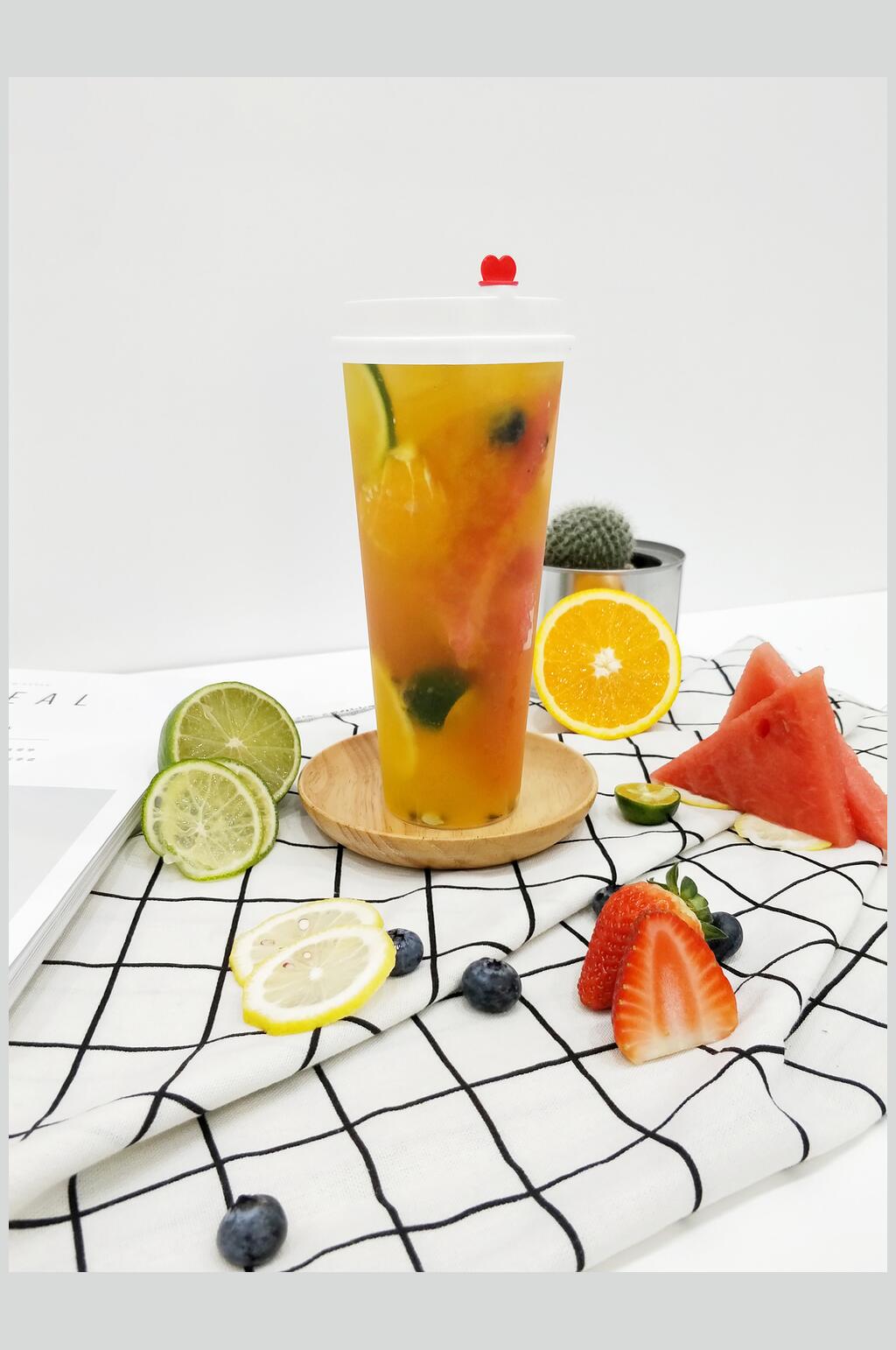 西瓜线条水果精致果汁奶茶摄影图片素材