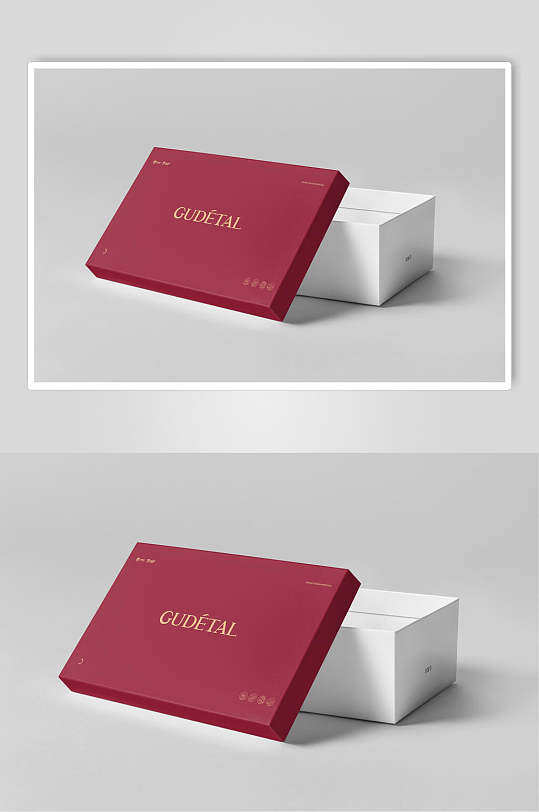 枣红色高级皮鞋天地盖包装纸盒样机