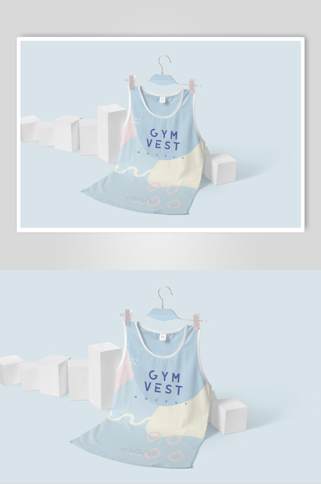 衣架蓝色英文创意高端衣服样机素材