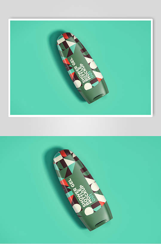 绿色阴影创意高端洗发水瓶子样机