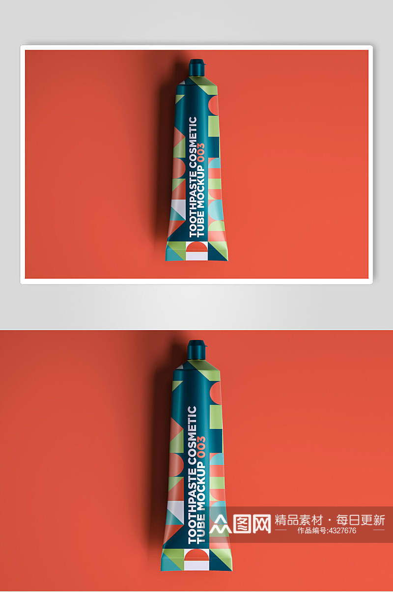 简约瓶子红色背景创意高端牙膏样机素材