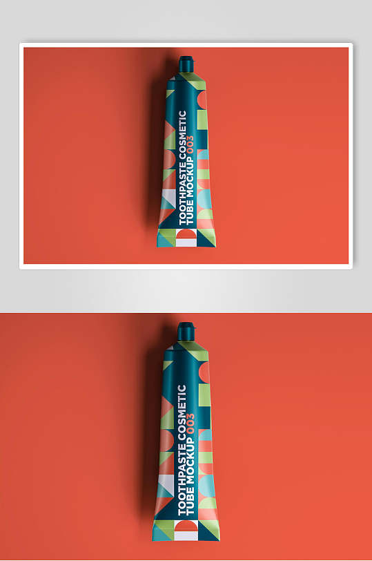 简约瓶子红色背景创意高端牙膏样机