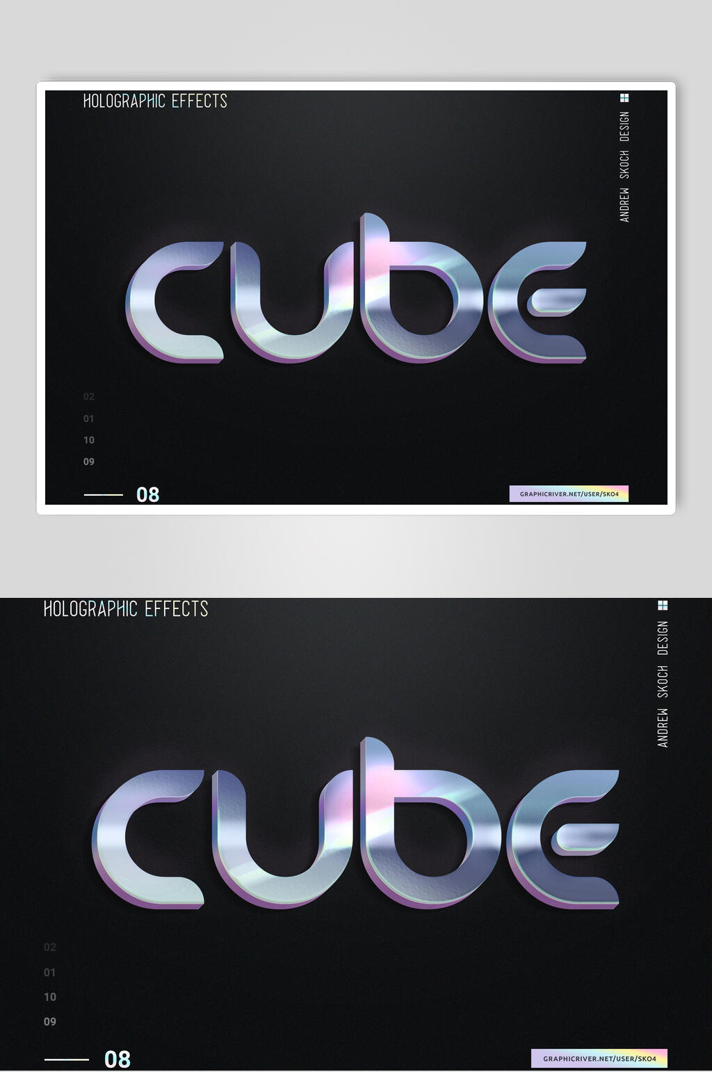 CUBE渐变英文艺术字素材