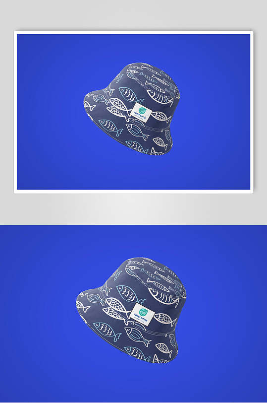 黑蓝小鱼立体创意高端渔夫帽样机