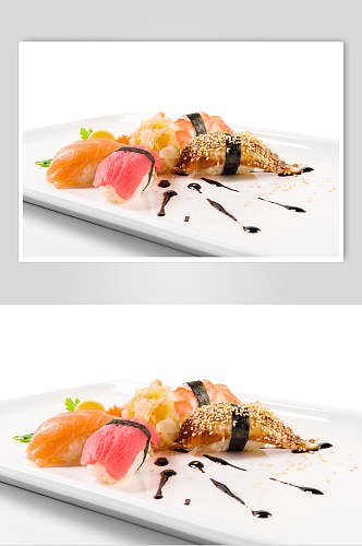 酱料高清拍摄盘子美味寿司实拍图片
