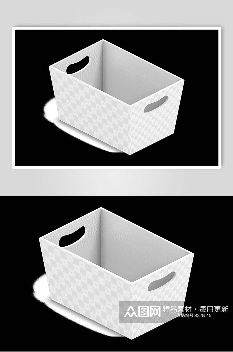 篮子黑白创意高端塑料收纳箱样机素材
