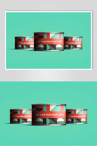 红绿英文创意高端清新锡罐包装样机