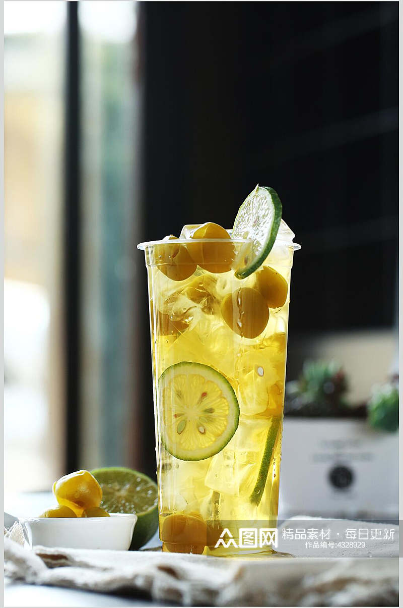 水果杯子黄绿精致果汁奶茶摄影图片素材