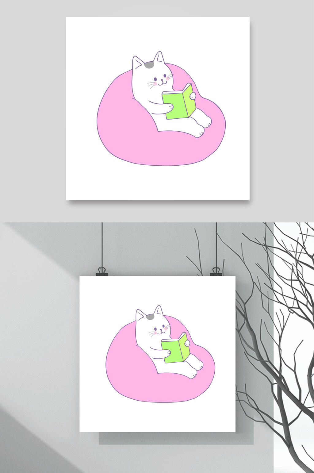 沙发卡通猫咪矢量素材素材
