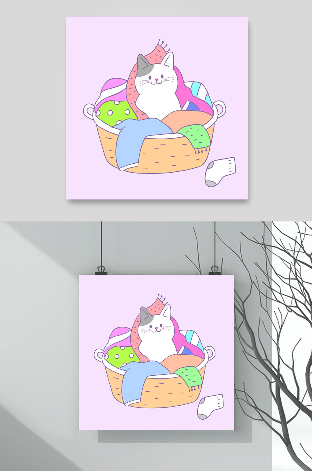 衣服卡通猫咪矢量素材素材