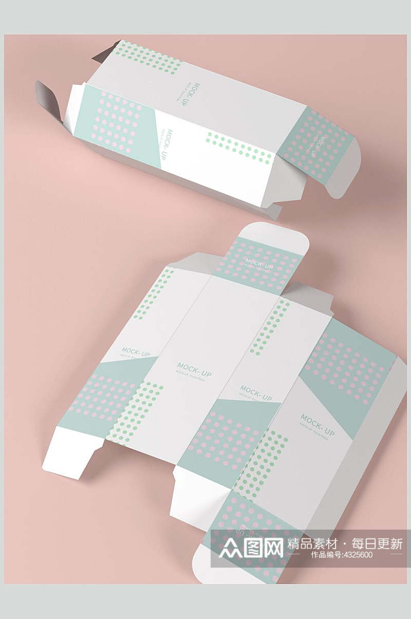 粉色背景简约时尚包装纸盒展开样机素材