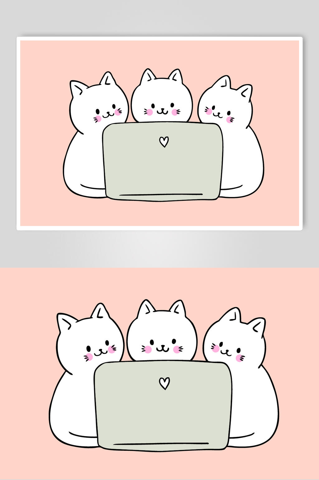 电脑卡通猫咪矢量素材素材