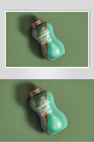 阴影平放绿益生菌酸奶饮料包装样机