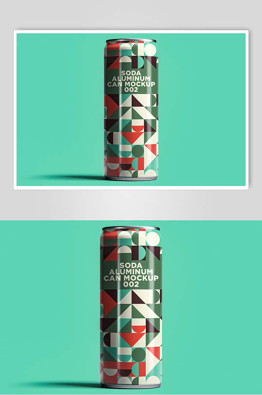 绿色反光创意高端绿饮料易拉罐样机