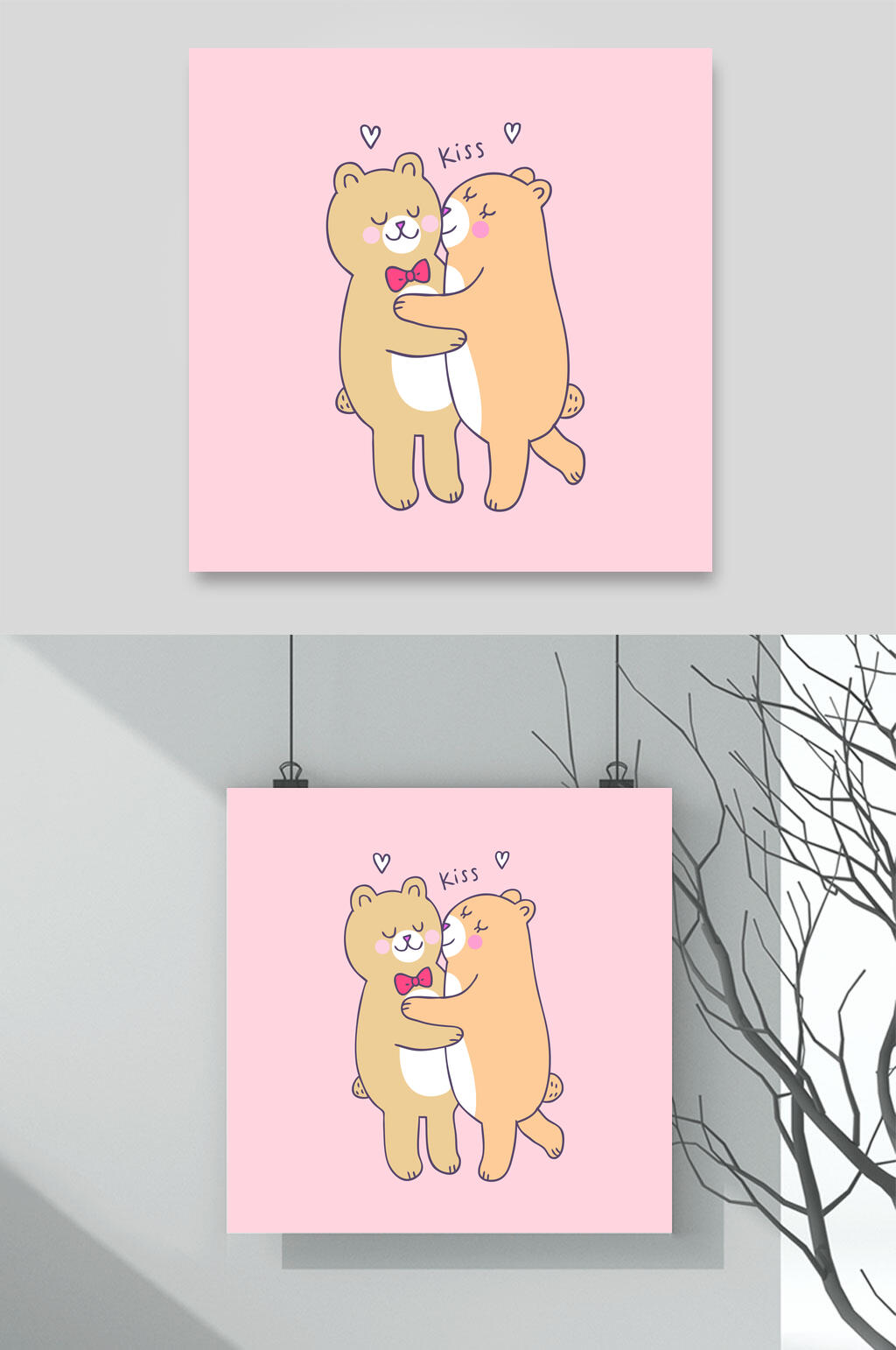 亲吻卡通猫咪矢量素材素材