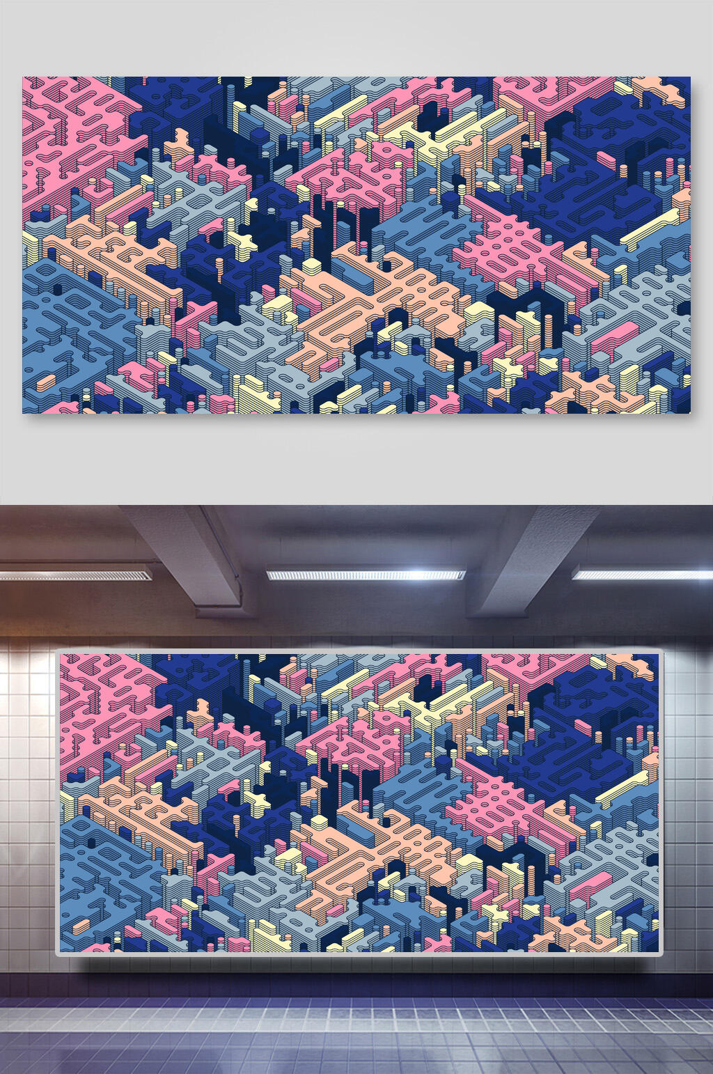 彩色积木等距矢量背景素材