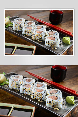 筷子盘子高清拍摄美味寿司实拍图片