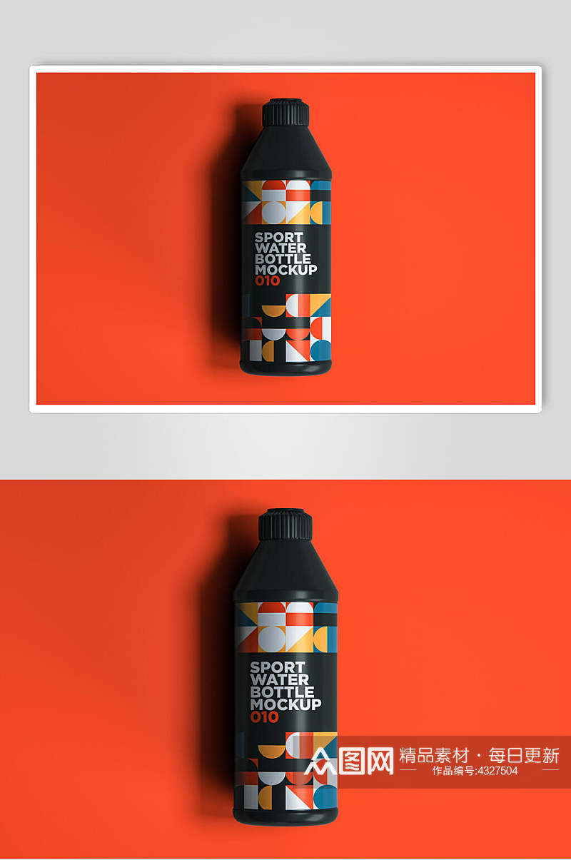 阴影黑红创意高端运动饮料瓶样机素材