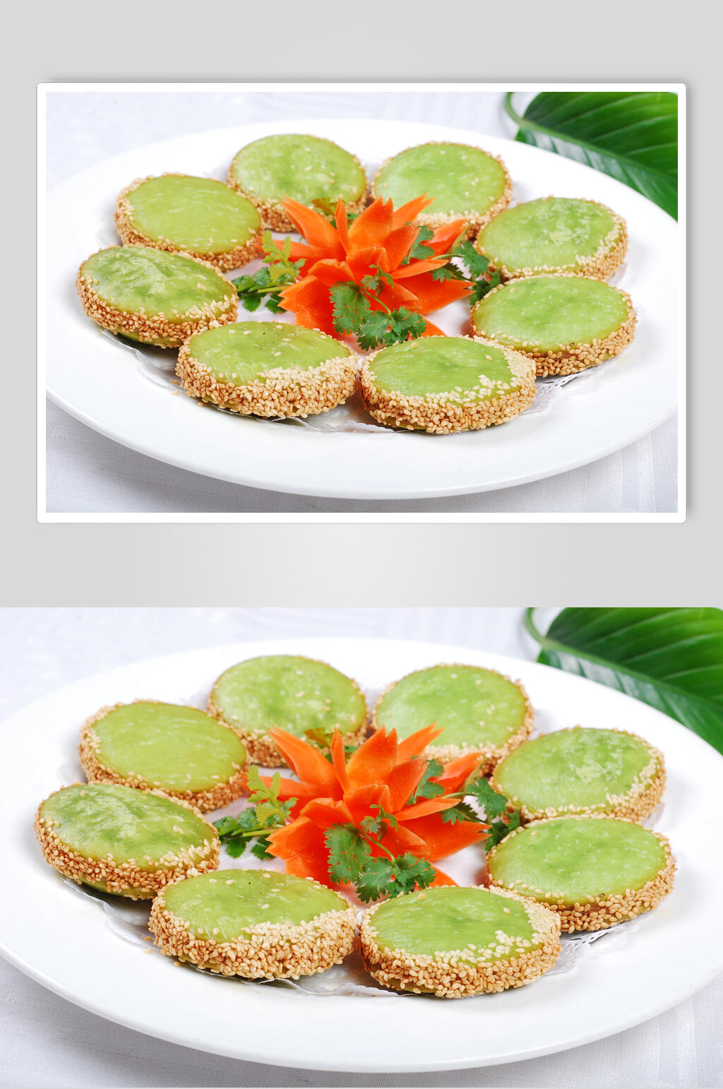 绿色油炸芝麻绿茶饼早点图片素材