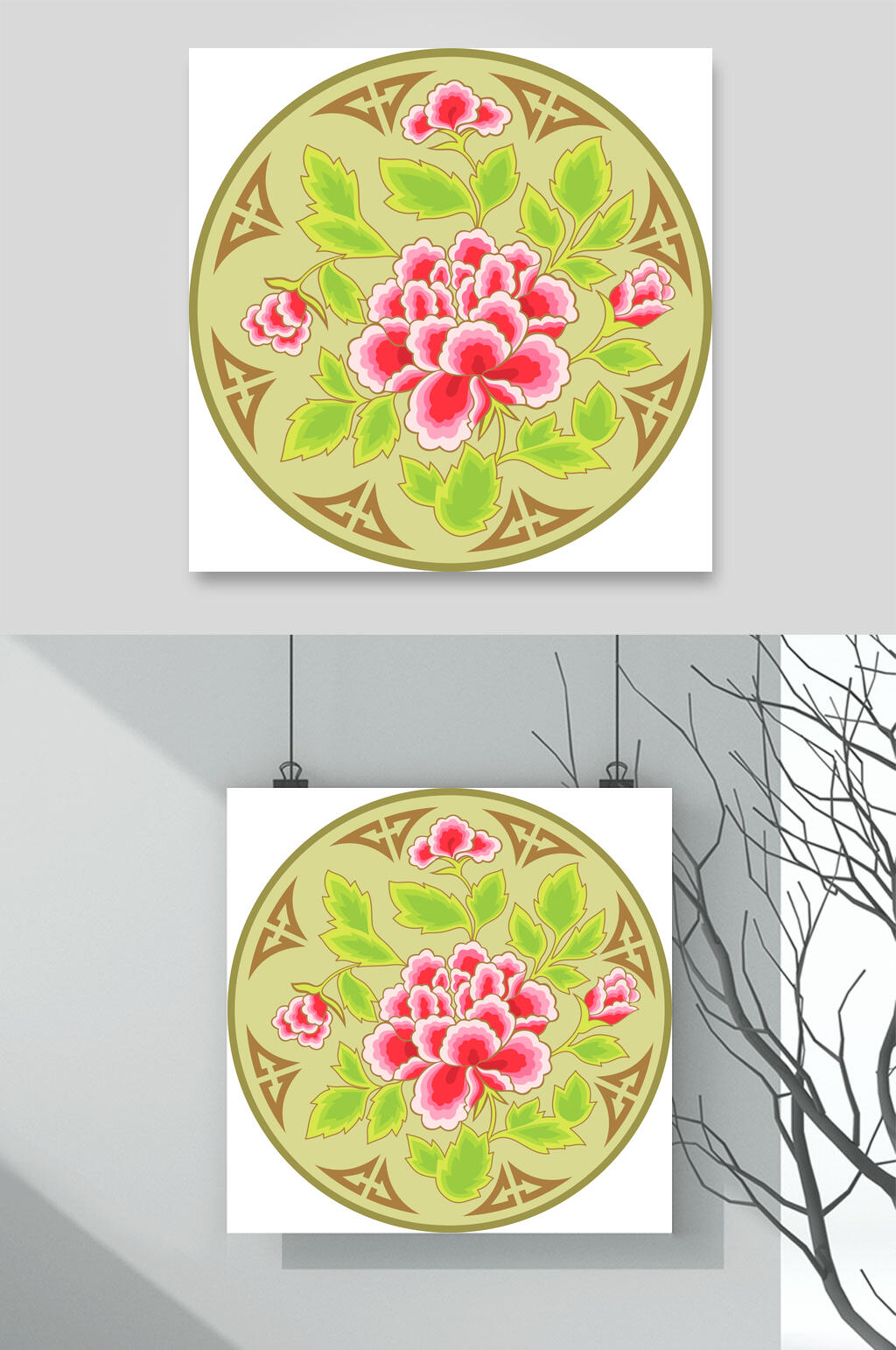 花朵中风刺绣矢量图案素材素材